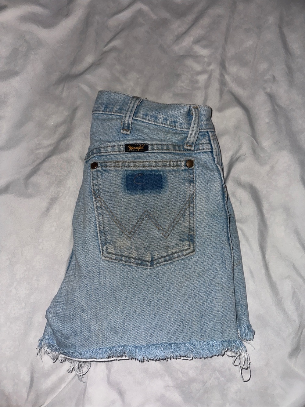 Wrangler Light Blue Frayed Hem Denim Skirt - Women's